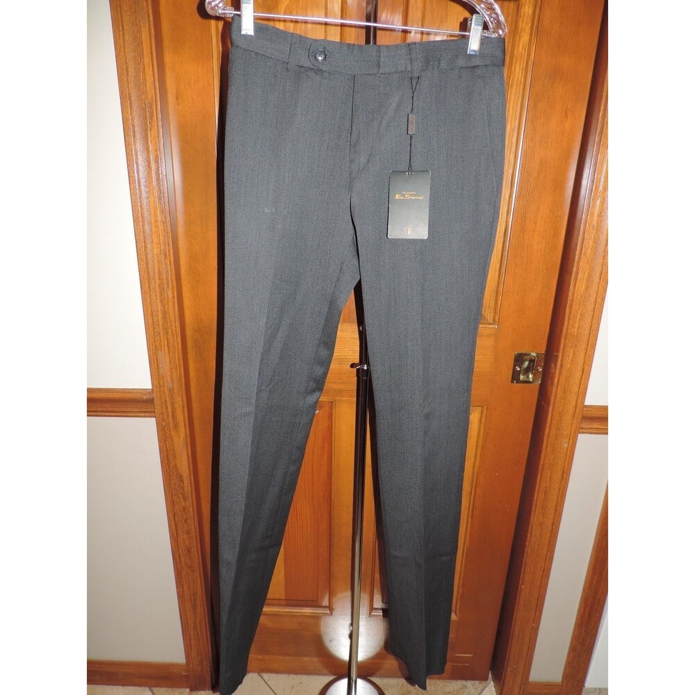 Ben Sherman Slacks 30 Men's Dress Pants Flat Front 100% Wool Charcoal Size 30W